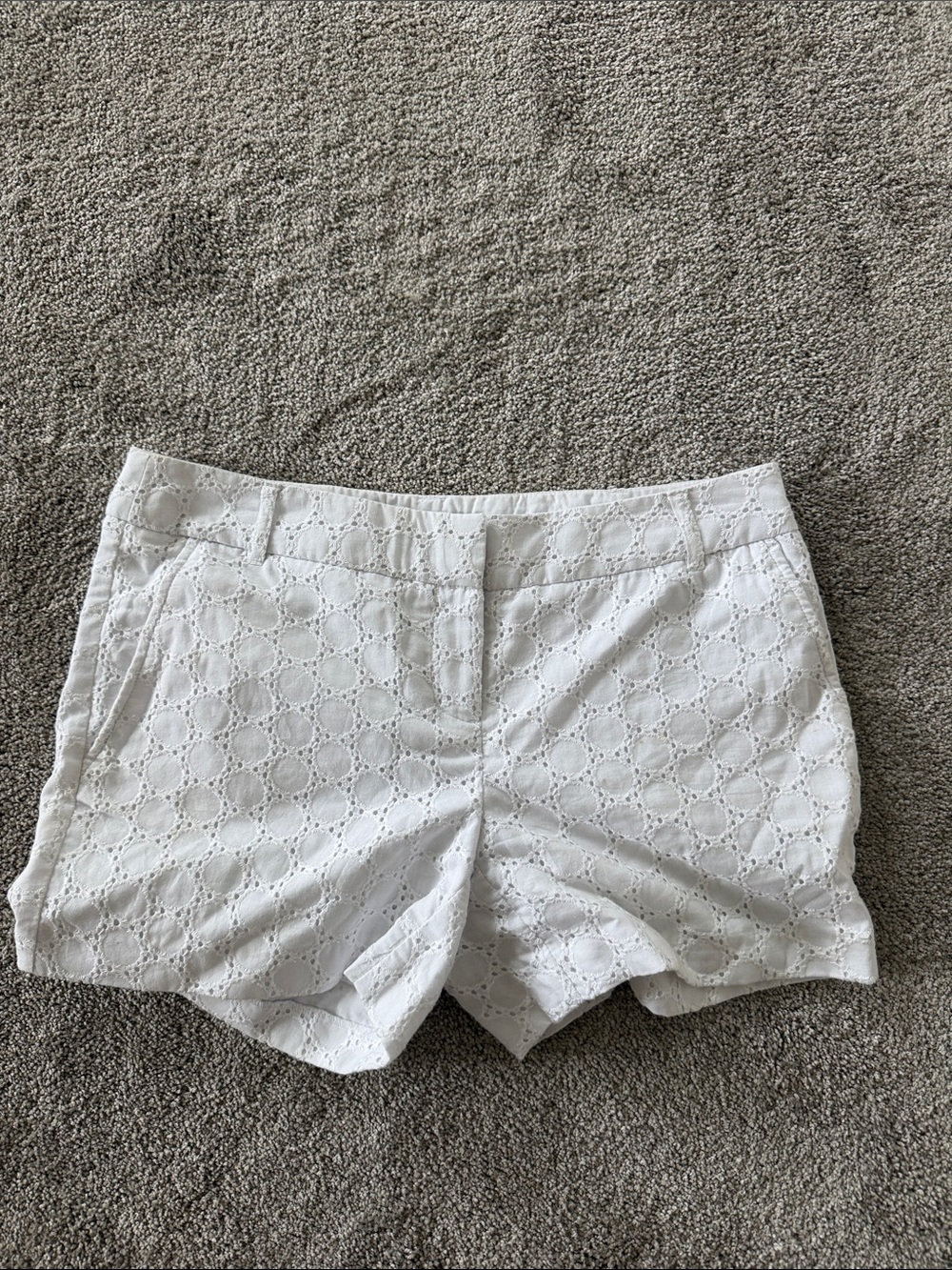 Willi Smith White Eyelet Cotton Bermuda Shorts